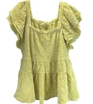 A Beautiful Soul Chartreuse Flutter Sleeve Tiered Top women sz 2X thumbnail 1