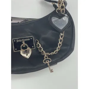 juicy couture bag NWT Black Handbag with‎ Gold Accents rowling satchel thumbnail 4