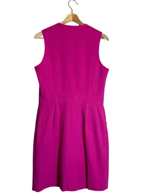 J. McLaughlin Hudson Front Zip Bi-Stretch Sheath Dress Women's 8 Pink Formal NWT thumbnail 4