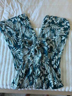 Patrons of Peace Hacienda Teal Tropical Strapless Jumpsuit thumbnail 5