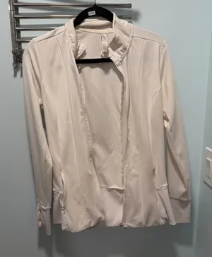 RBX Zip Up Athletic Jacket White Small Slim Fit Athleisure Workout thumbnail 1