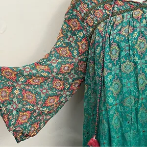 Anthropologie Tanvi Kedia Glimmering Ankita Dress Boho Teal Beaded S thumbnail 5