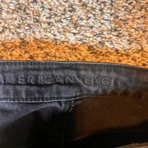 American Eagle Mom Straight Jeans 000 Ripped Distressed Black Denim‎ thumbnail 2
