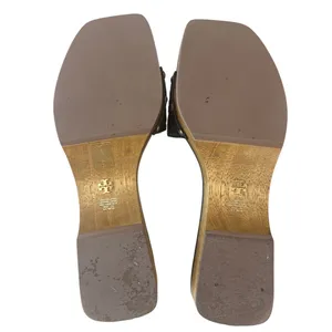 Tory Burch Basketweave Leather Clogs Black Wood Platform‎ 9 thumbnail 7