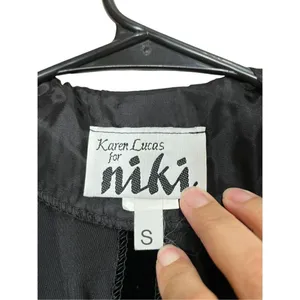 Vintage Karen‎ Lucas For Niki Black Velvet Swing Coat Size S thumbnail 6
