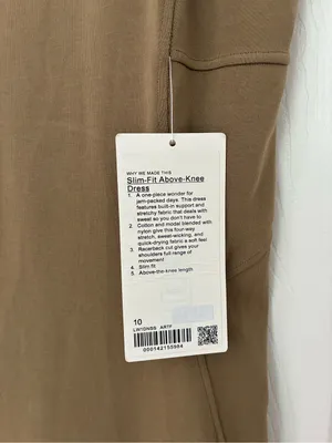 Lululemon Slim-Fit Above-Knee Dress, NWT, Size 10, Artifact / Mustard - Olive thumbnail 9