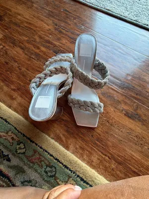 Dolce Vita Women's Paily Braided Chunky Heel Sandals Silver Rhinestone thumbnail 8