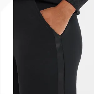 Avia Womens Black Wide Leg Fleece Pants Satin Side‎ Stripe High Rise Small NWT thumbnail 8