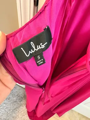 Lulu’s Women’s Fuchsia Strappy-Back Formal Dress Wedding Guest Size S thumbnail 2