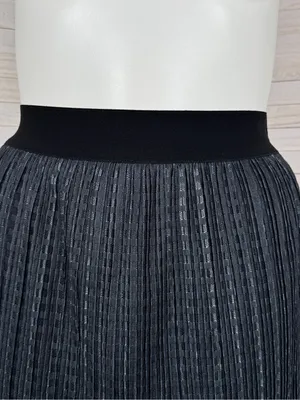 Metrowear Pleated Floral Boarder Sheer Midi‎ Skirt Steel Blue Peach Large thumbnail 5