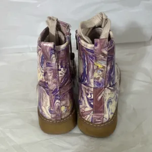 Steve Madden Joliviaa Marbled Combat Ankle Boot Women‎ 5 Purple Side Zipper Snow thumbnail 4