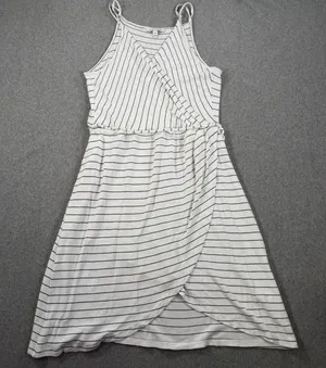 41 Hawthorn Stripe Wrap Dress Womens XXL V-Neck Spaghetti Strap White Black Knit thumbnail 1