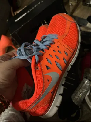 Nike Orange and Light Blue Women's Sneakers thumbnail 1