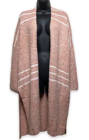 Essue Long Open Front Cardigan Sweater Blush White Size S thumbnail 1