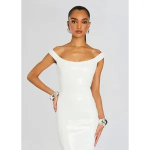 Retrofête Jazmina White Sequin One-Shoulder Gown – Size Small‎ – NWT thumbnail 5