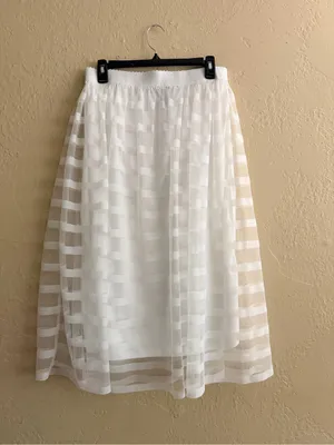 Metro Wear White Sheer Striped Maxi Skirt thumbnail 2