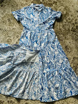 Zara Blue and White Paisley Button-Up Midi Dress 💙 thumbnail 2