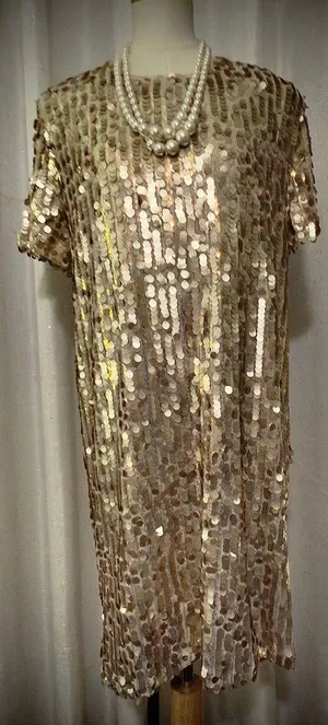 Lulu's Gold Sequin Short Sleeve Shift Dress thumbnail 1