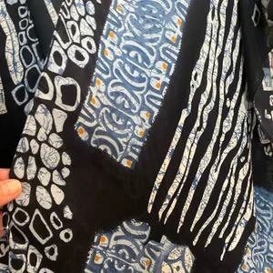 Be Clever Women’s Shawl Sleeved Cover Up Blue White Boho Print L Large NWT thumbnail 5