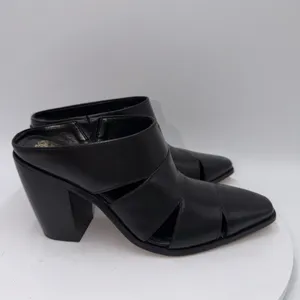 Vince Camuto Aimie Black Leather Slip‎ On Block Heels Mules Size 8.5 thumbnail 2