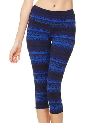 Alo Yoga Airbrush Capri Artic Royalty Blue & Black Leggings (S) thumbnail 1