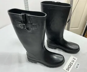 Womans Sugar Knee Length Rainboots 6 Black Rubber thumbnail 1