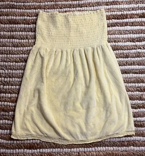 Aeropostale Y2K style Butter Yellow Strapless Smocked babydoll shirt dress thumbnail 1