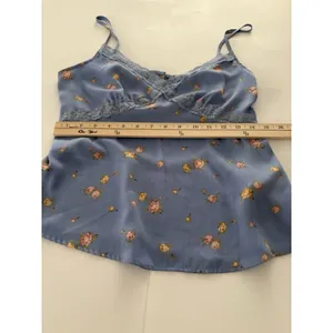 Forever 21 Y2K Babydoll Top Blue Foral Camisole Lace L Cottagecore Coquette Soft Dainty thumbnail 9