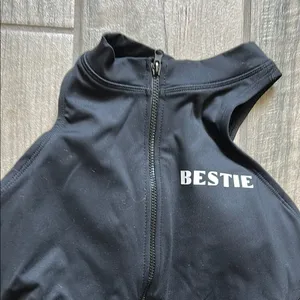 Black Sleeveless Zip-Up besties Romper thumbnail 2