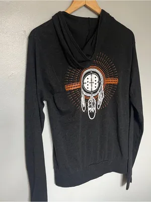 Black Graphic Zip Hoodie Medium Dreamcatcher Design Tribal Medium thumbnail 6