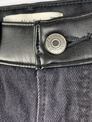 Abercrombie Jeans Womens 25R Black 90s Straight Ultra High Rise Faux Leather thumbnail 5