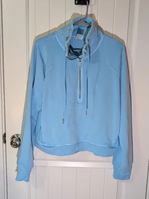 NWOTS All in Motion Cotton Blend Quarter Zip Sweater XL Baby Blue thumbnail 1