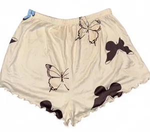 Butterfly Print Sleep Shorts Size M Cream Multicolor thumbnail 2