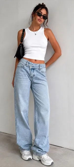 Abercrombie & Fitch Baggy Low Rise Curve Love Crossover Waist Light Wash Jeans thumbnail 1
