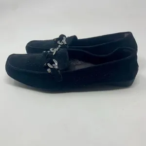 Stuart Weitzman‎ Black Suede Perforated Loafers thumbnail 9