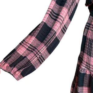 Anthropologie Cloth & Stone Daia Plaid Pink‎ and Black Mini Dress Sz S thumbnail 3