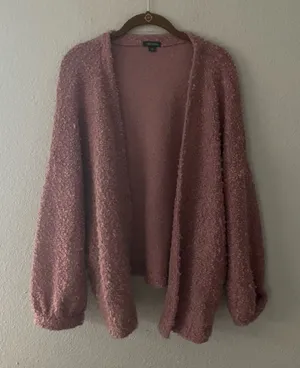 Mauve Open Cardigan Marled Knit Pink Size M thumbnail 1