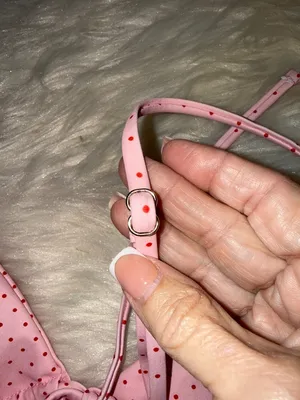 CIDER Pink Polka Dot Ruffle Triangle Bikini Large NWT COQUETTE GIRLY FEMININE thumbnail 8