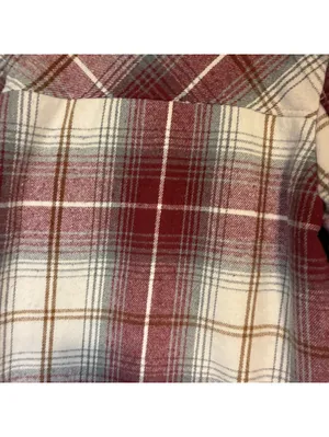 Special One Plaid Womans Sherpa Collar Fleece Lined Shacket Red Cream Sz M thumbnail 4