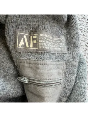 Abercrombie & Fitch AF Utility Lambswool Turtleneck Sweater Gray Y2K Womens L thumbnail 5