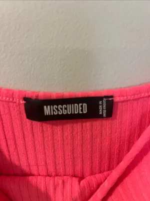 Missguided Ribbed Spaghetti-Strap Bodysuit in Hot Pink thumbnail 3