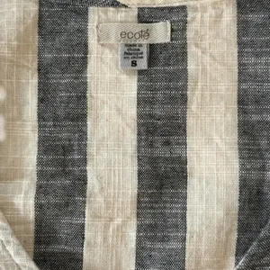 Ecote Wrap Top Black Ivory Stripe Cotton Tie Waist‎ Short Sleeve S Boho thumbnail 3