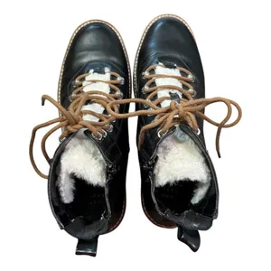 A New Day Combat Boots Womens 10 Black Faux Fur Trim Lug Sole Zipper Hiking Moto thumbnail 5