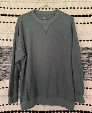 Aerie Waffle Crewneck long sleeve shirt- Slate Green thumbnail 1