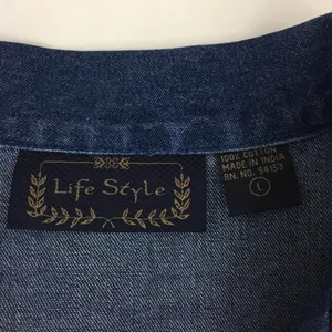 Christmas Sequin Patches Denim Blazer Size L thumbnail 8