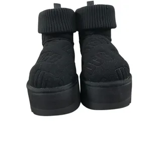 UGG Classic Mini Platform Felted Sheepskin Boots Sz 7 Black Cozy Y2K City Girl thumbnail 7