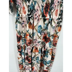 White Floral Maxi Dress Size L Flowy Feminine Long‎ Summer Lightweight Boho thumbnail 5