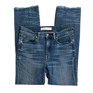 AYR The Bomb Pop Jeans 31 High Rise Straight Leg Raw Hem Medium Wash thumbnail 4