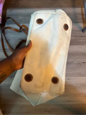 Dooney & Bourke Cream Canvas Tote with Tan Leather Straps thumbnail 2