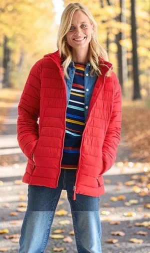 NWT Rumba Red St. Johns Bay Lightweight Puffer Jacket-Women-Size-M thumbnail 1